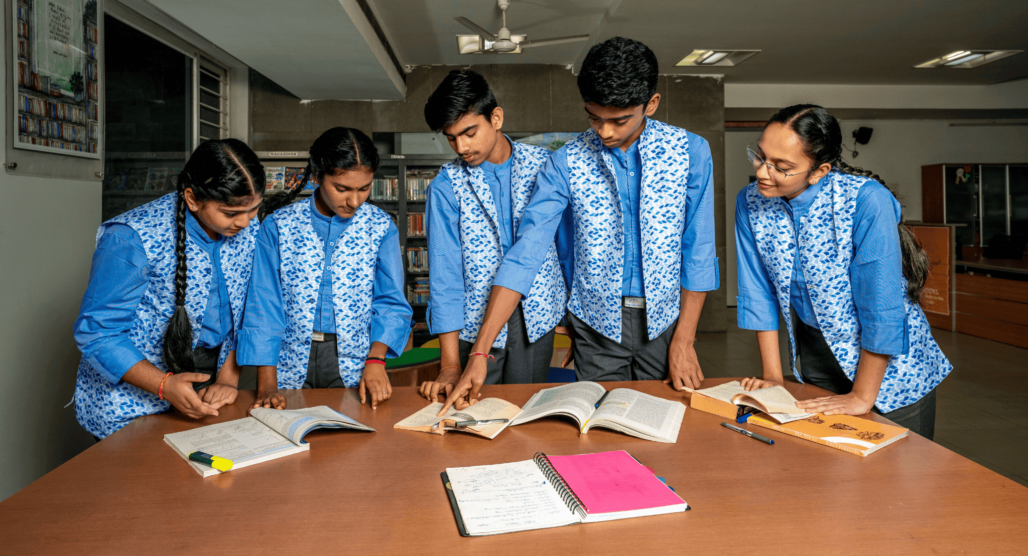 Students at the Library at Ganges Valley School